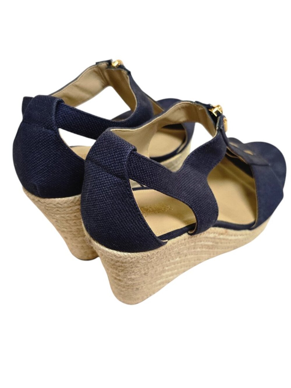 Michael Kors Navy Blue Espadrille Zipper Front Platform Shoes 8M - Picture 2 of 6